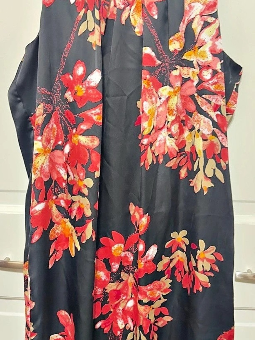 Dana Buchman Floral Midi Dress in Black & Red